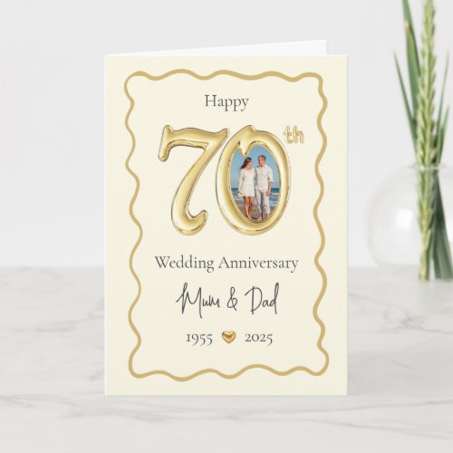 Elegant 70th Wedding Anniversary Card - Mom & Dad 