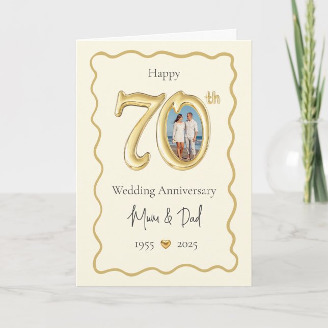 Elegant 70th Wedding Anniversary Card - Mom & Dad  (Front)