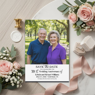 Elegant 70th Wedding Anniversary Photo Save The Date