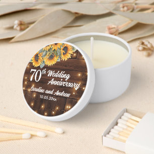 Elegant 70th Wedding Anniversary String Lights Mini Candle Favors