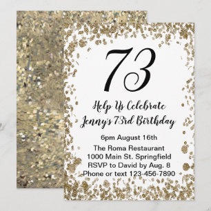 Elegant 73rd Birthday Invitation in black and gold