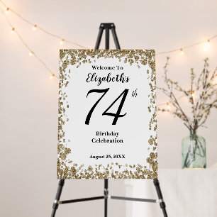 Elegant 74th Birthday Invitation With Gold Sequins Foam Board