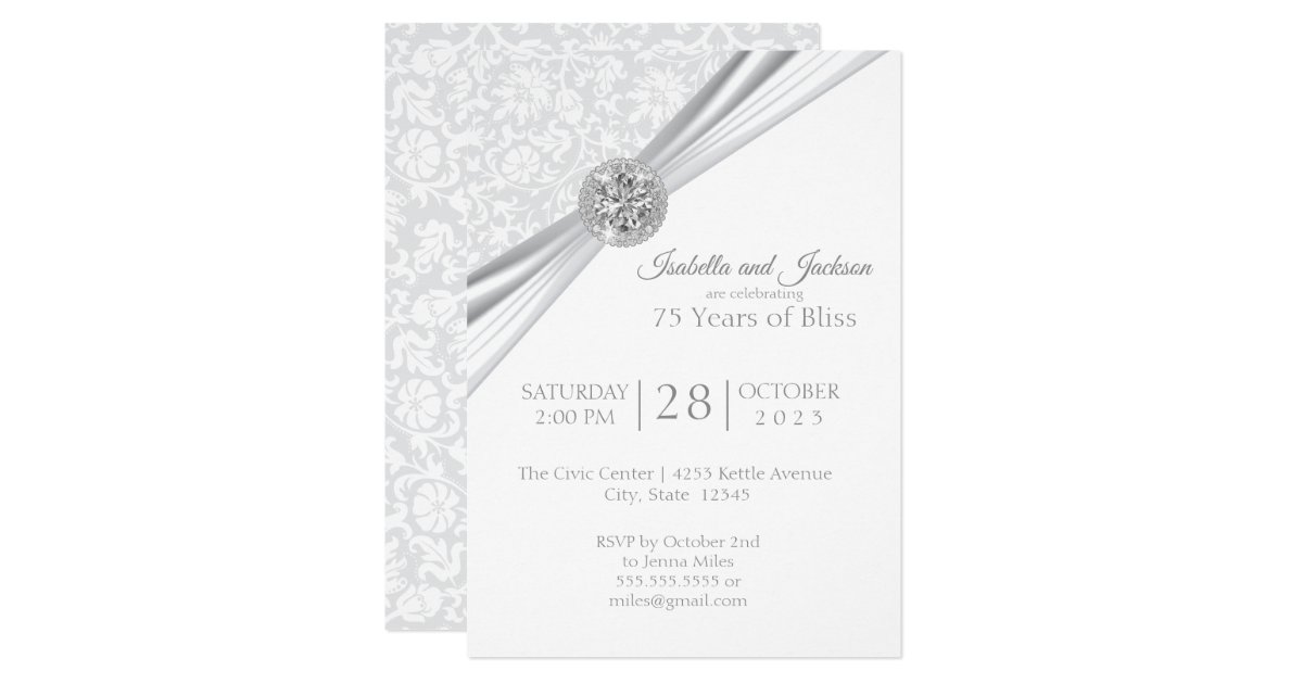 Elegant 75th / 60th Diamond Anniversary Design Invitation | Zazzle.com