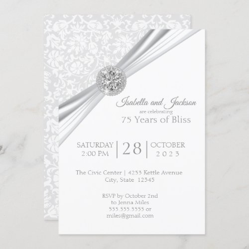 Elegant 75th  60th Diamond Anniversary Design Invitation