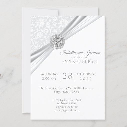 Elegant 75th / 60th Diamond Anniversary Design Invitation | Zazzle