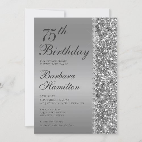 Elegant 75th Birthday Invitation