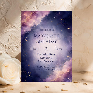 Elegant 75th Birthday Invitation Celestial Night