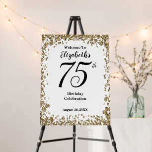 Elegant 75th Birthday Invitation With Gold Sequins Foam Board
