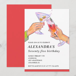 Elegant 75th birthday invitations Cocktail Party