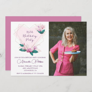 Elegant 75th birthday invitations Floral Photo