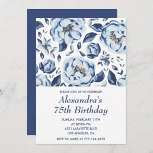 Elegant 75th birthday invitations Floral Vintage