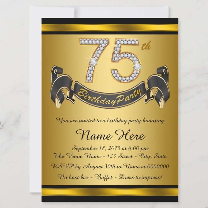 Elegant 75th Birthday Party Invitation