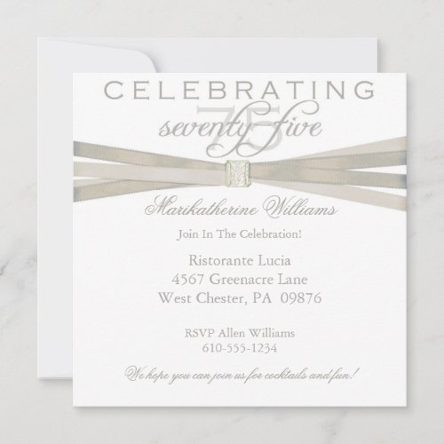 Elegant 75th Birthday Party Invitations