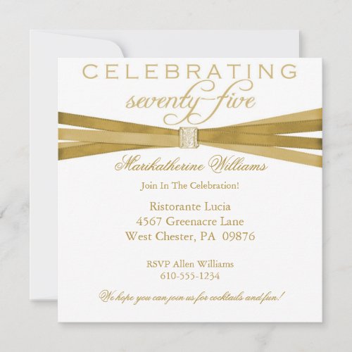 Elegant 75th Birthday Party Invitations