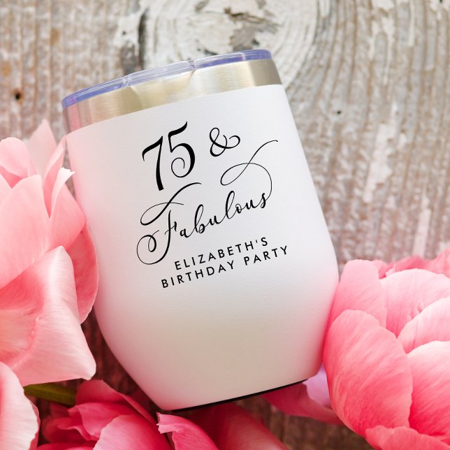Elegant 75th Birthday Party Thermal Wine Tumbler (Creator Uploaded)