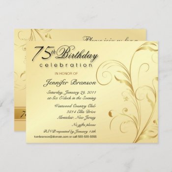 Elegant 75th Birthday Surprise Party Invitations by SquirrelHugger at Zazzle