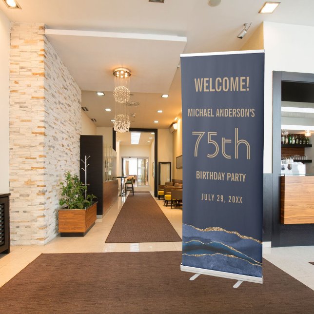 Elegant 75th Birthday Welcome Sign Retractable (Creator Uploaded)