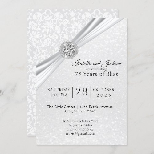 Elegant 75th Diamond Anniversary Design Invitation