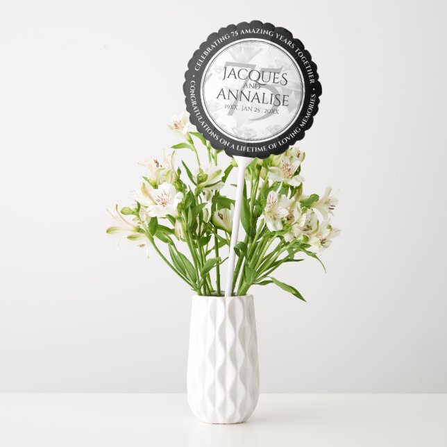 Elegant 75th Diamond Wedding Anniversary Balloon (Vase)