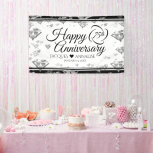 Elegant 75th Diamond Wedding Anniversary Banner