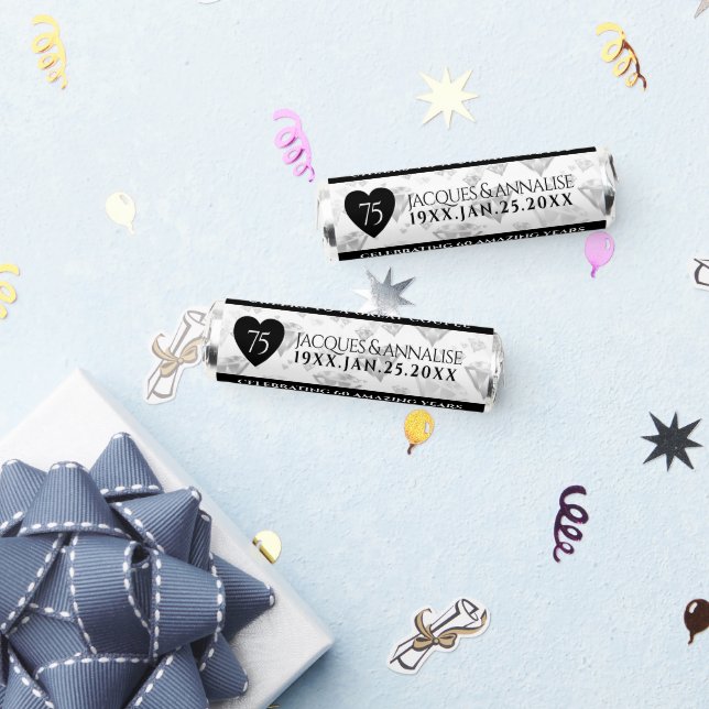 Elegant 75th Diamond Wedding Anniversary Breath Savers® Mints (Party)