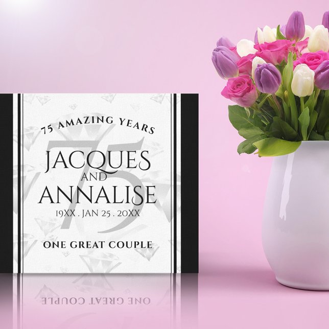 Elegant 75th Diamond Wedding Anniversary Canvas Print (75th Diamond Wedding Anniversary Canvas Print Cover Photo.)