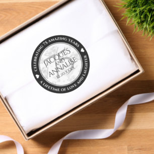 Elegant 75th Diamond Wedding Anniversary Classic Round Sticker