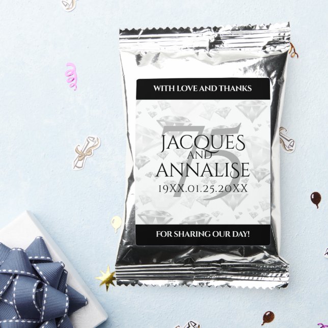 Elegant 75th Diamond Wedding Anniversary Coffee Drink Mix (Packets)