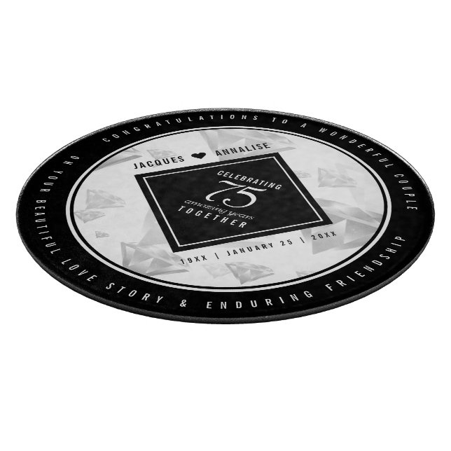 Elegant 75th Diamond Wedding Anniversary Cutting Board (Corner)