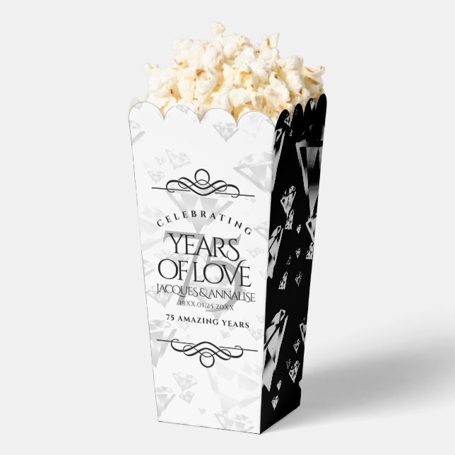Elegant 75th Diamond Wedding Anniversary Favor Boxes (Popped)