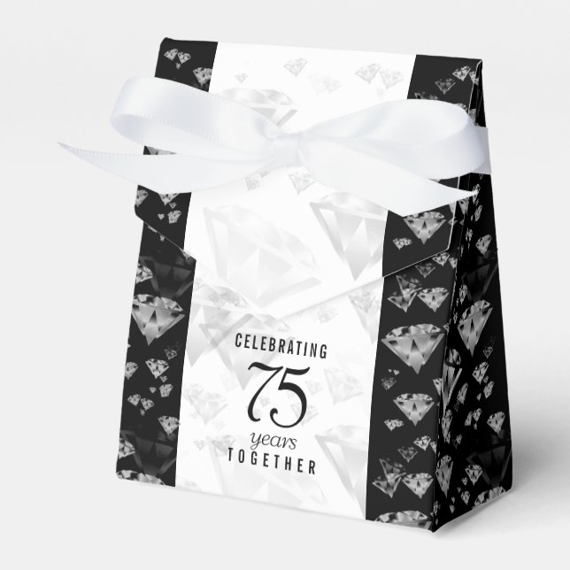 Elegant 75th Diamond Wedding Anniversary Favor Boxes (Front Side)