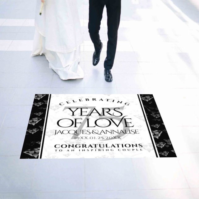 Elegant 75th Diamond Wedding Anniversary Floor Decals (Wedding)