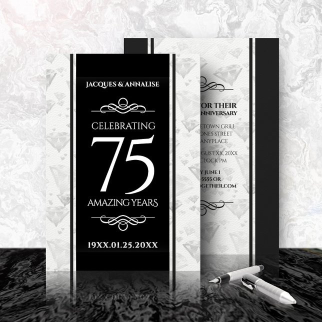 Elegant 75th Diamond Wedding Anniversary Invitation (75th Diamond Wedding Anniversary Invitation Cover Photo.)