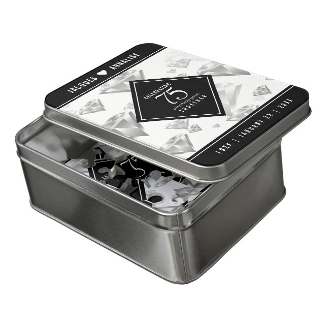 Elegant 75th Diamond Wedding Anniversary Jigsaw Puzzle (Lid Open)