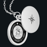 Elegant 75th Diamond Wedding Anniversary Locket Necklace<br><div class="desc">Celebrate the 75th diamond wedding anniversary in style with this commemorative locket! Elegant black and white lettering with stylized diamond confetti on a white background add a memorable touch for this special occasion and extraordinary milestone. Customize with couple's names and dates of marriage. Design © W.H. Sim. See more at...</div>