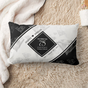 Elegant 75th Diamond Wedding Anniversary Lumbar Pillow