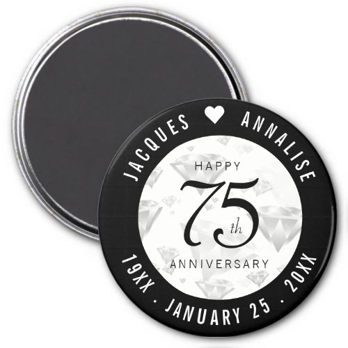 Elegant 75th Diamond Wedding Anniversary Magnet