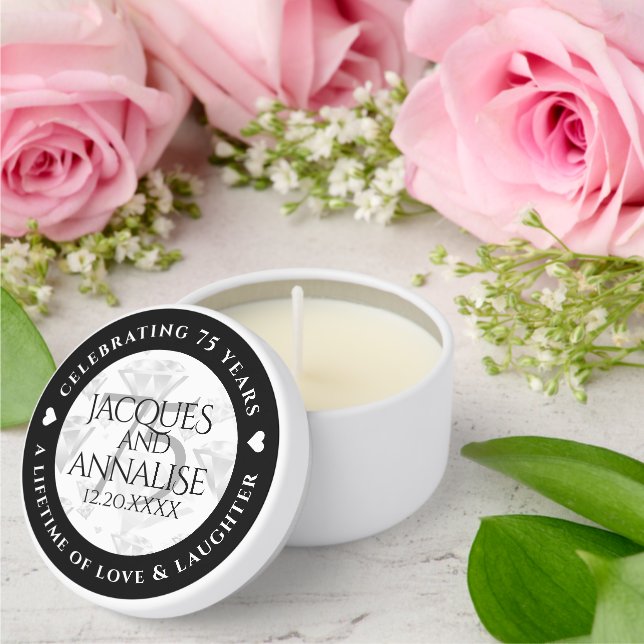 Elegant 75th Diamond Wedding Anniversary Mini Candle Favors (Insitu (Wedding))