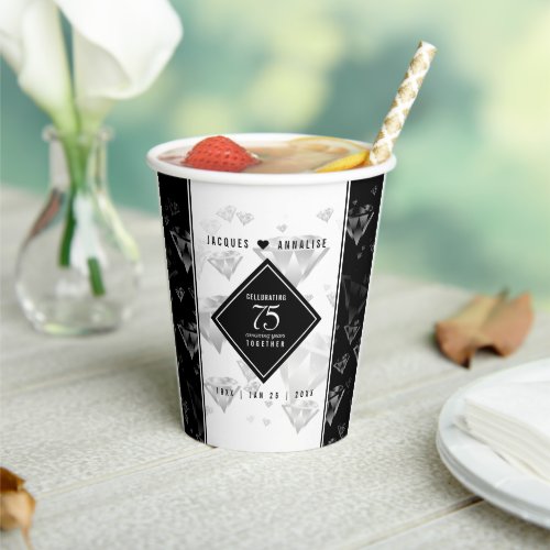 Elegant 75th Diamond Wedding Anniversary Paper Cup