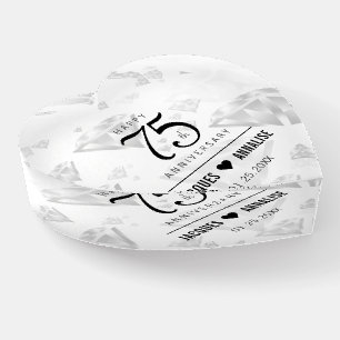 Elegant 75th Diamond Wedding Anniversary Paperweight