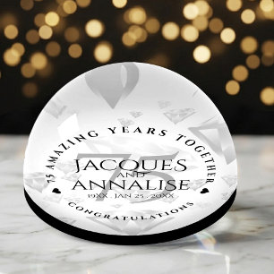 Elegant 75th Diamond Wedding Anniversary Paperweight