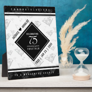 Elegant 75th Diamond Wedding Anniversary Plaque