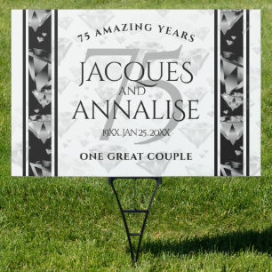 Elegant 75th Diamond Wedding Anniversary Sign
