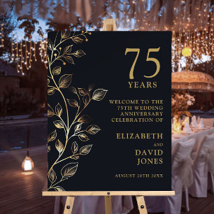 Elegant 75th Wedding Anniversary Welcome Sign