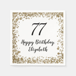 Elegant 77th Birthday Napkins With Gold Sequins