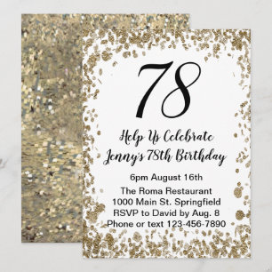Elegant 78th Birthday Invitation in black and gold