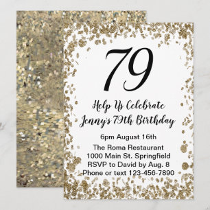 Elegant 79th Birthday Invitation in black and gold