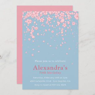 Elegant 79th birthday invitations Floral Pink Blue