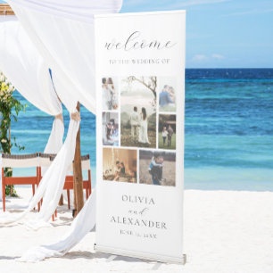 Elegant 7 Photo Collage Wedding Welcome Retractable Banner