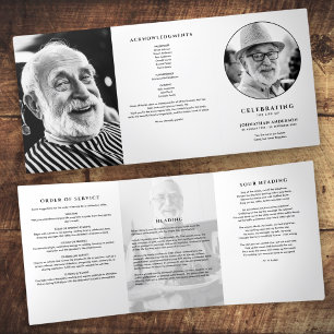 Elegant 7-Photo Funeral/Memorial Tri-Fold Program